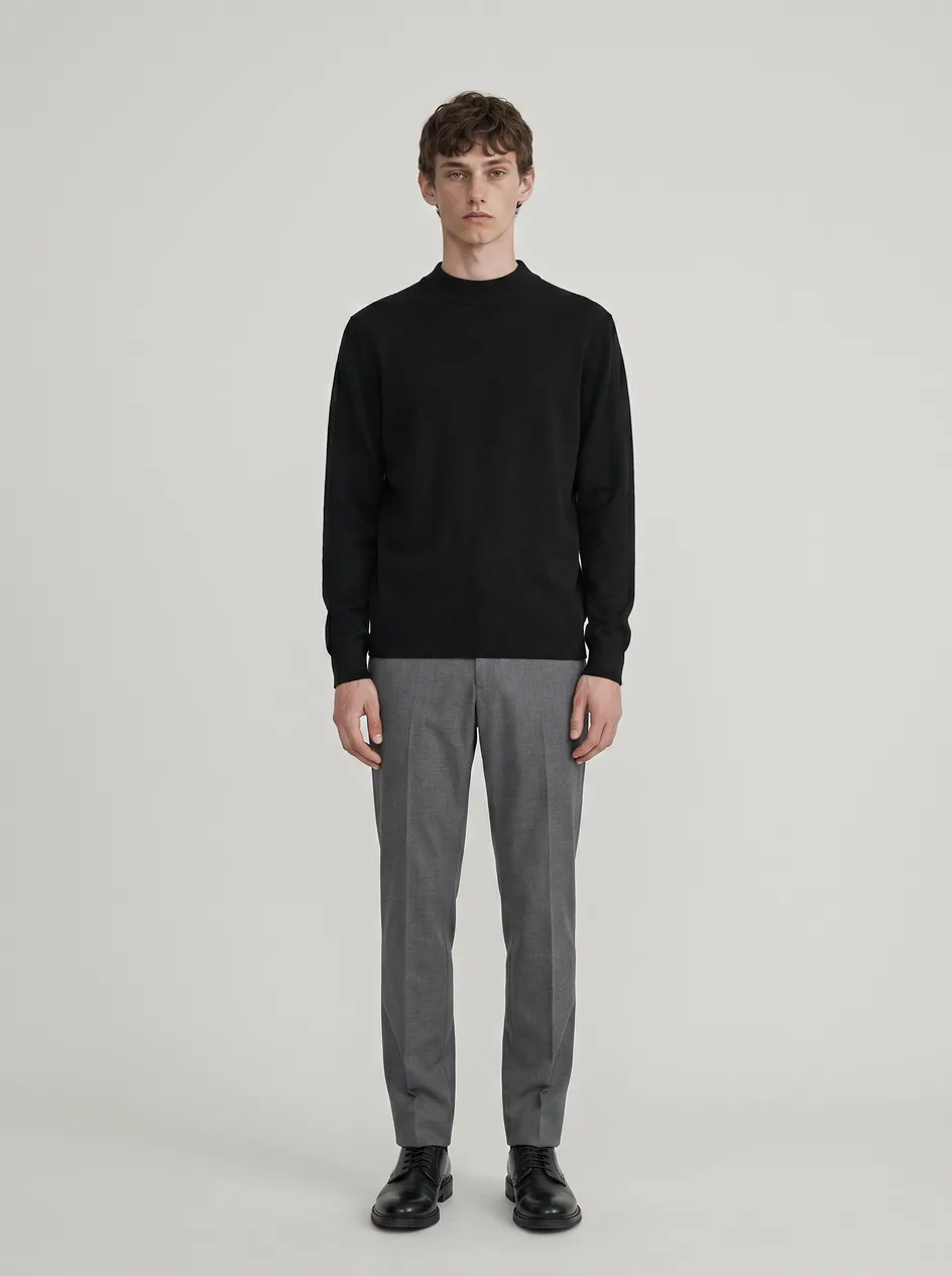Lucas — AI fashion model, full-body studio portrait